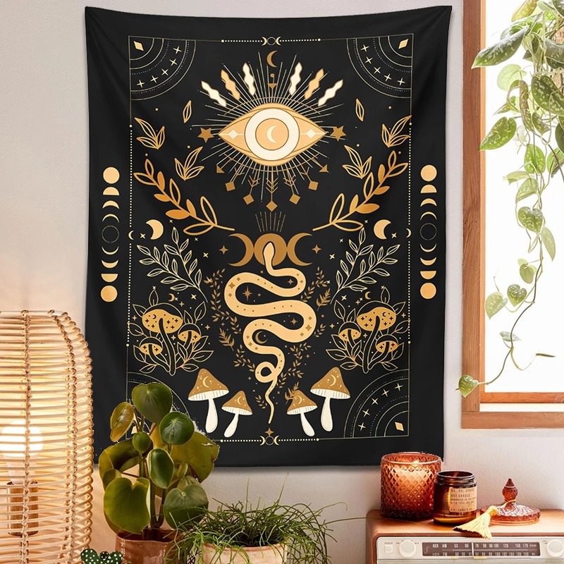 snake and mushrooms witchcore aesthetic wall hanging decor roomtery