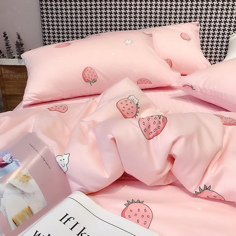 soft girl aesthetic bedroom bed set pink strawberry roomtery