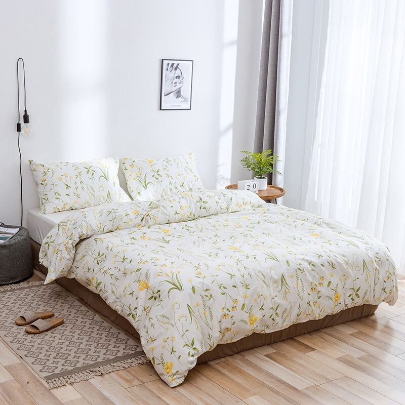 soft pastel flowers print floral bedding set cottagecore duvet cover set roomtery
