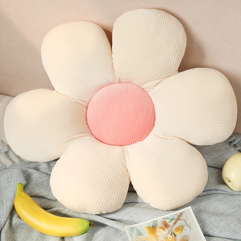 soft plush flower shaped pastel colors white and pink seat cushion throw pillows