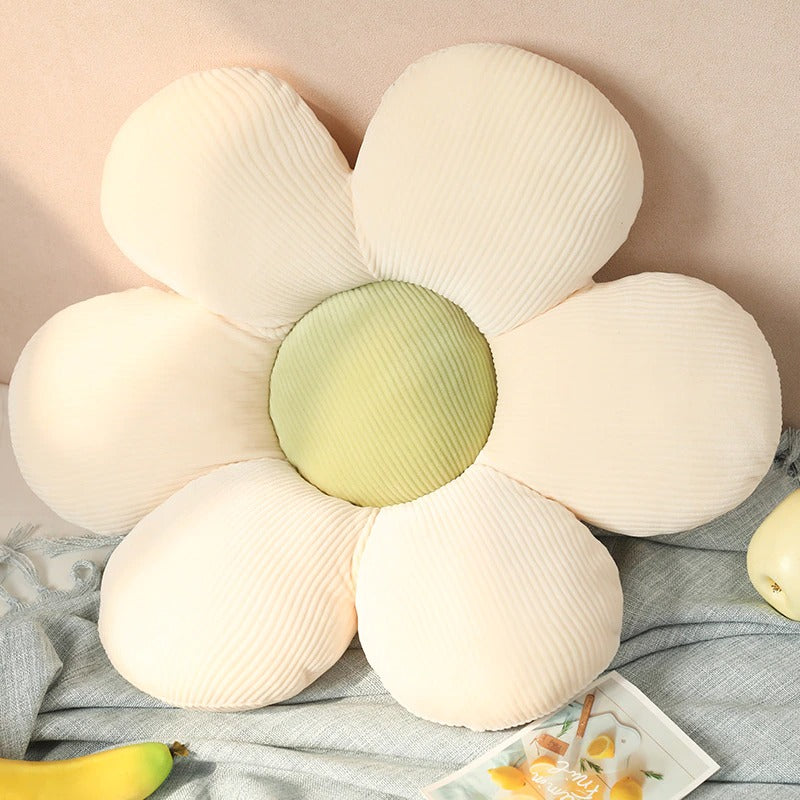 soft plush flower shaped pastel colors white and green seat cushion throw pillows