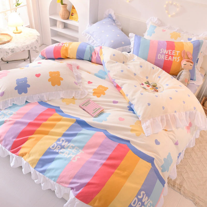 soft aesthetic room rainbow dreams bedding set roomtery