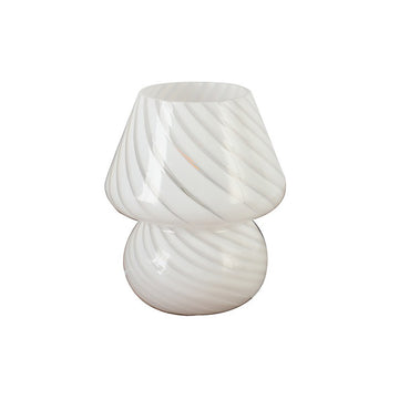 spiral glass matt white mushroom shaped aesthetic room table lamp roomtery