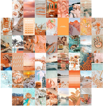 summer aesthetic room decor peachy wall card collage set