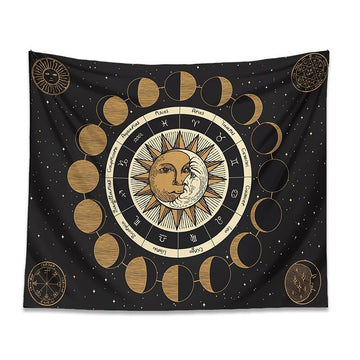 sun moon astrological aesthetic moon phases wall tapestry hanging wall decor roomtery