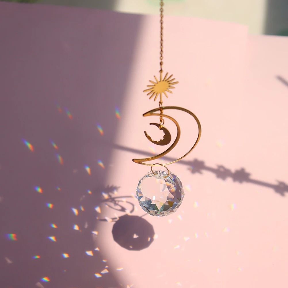 fairycore aesthetic light catcher sun and moon crystal roomtery