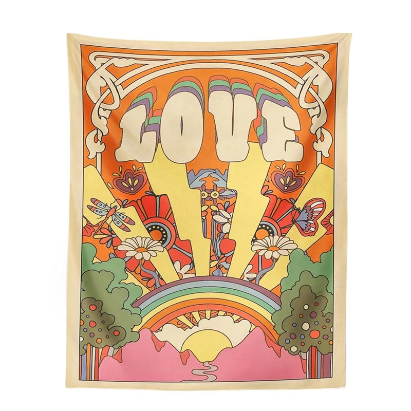 love letters 70s style indie aesthetic wall tapestry roomtery