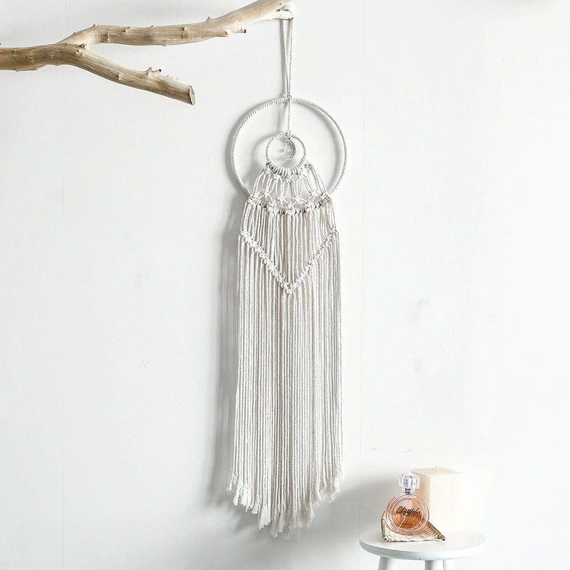 macrame wall hanging round shape long fringe dream catcher roomtery