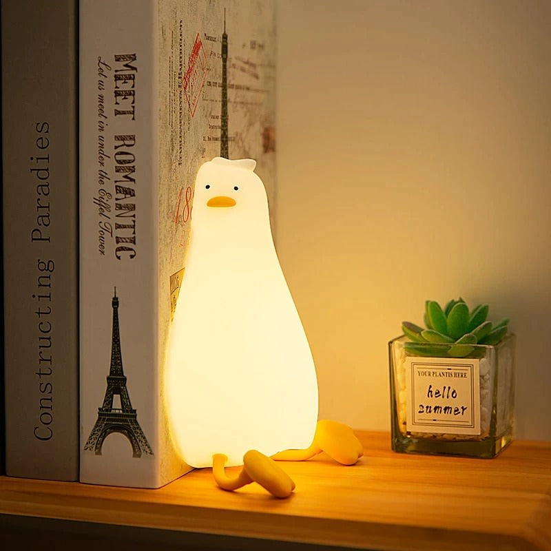 silicon rubber warm white night light duck lamp kawaii korean aesthetic room decor roomtery