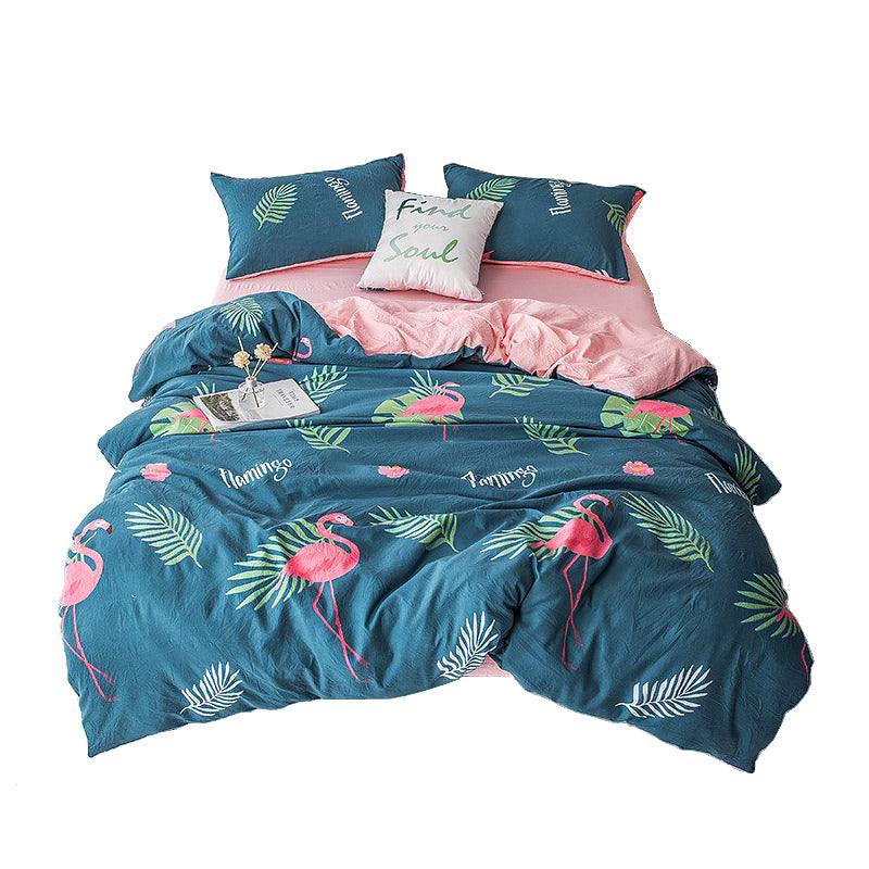 pink tropical flamingo aesthetic bedding duvet cover set roomtery