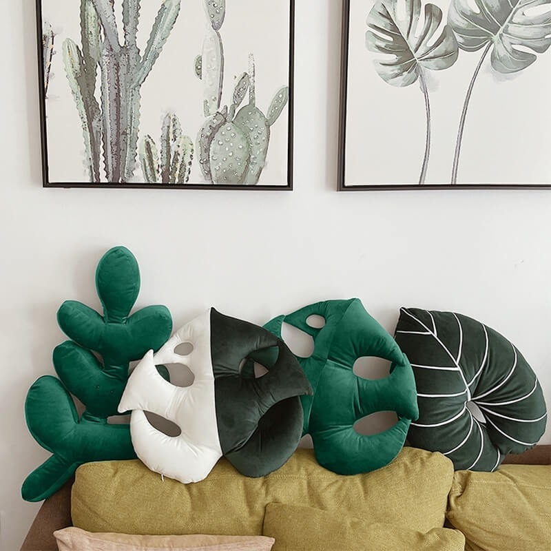 soft plush tropic leaf shaped pillow throw cushion roomtery