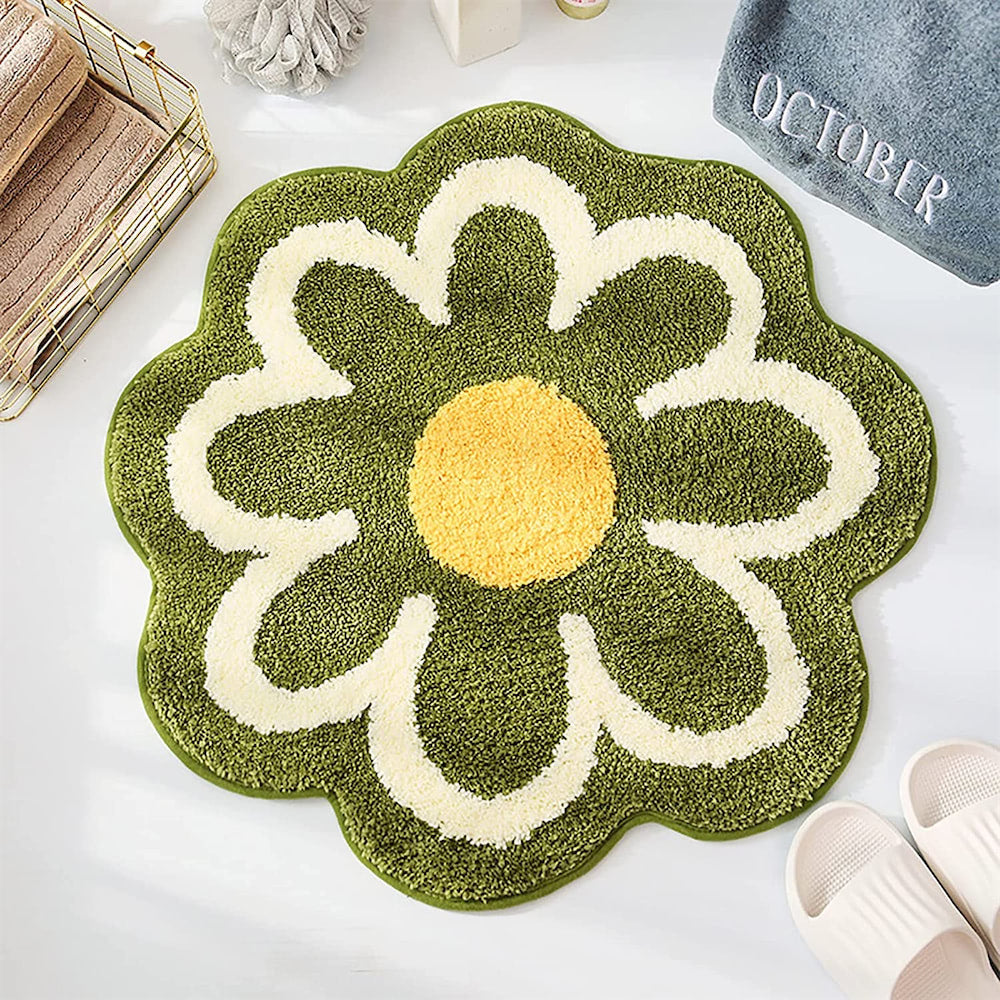 cute tufted furry daisy flower accent rug roomtery