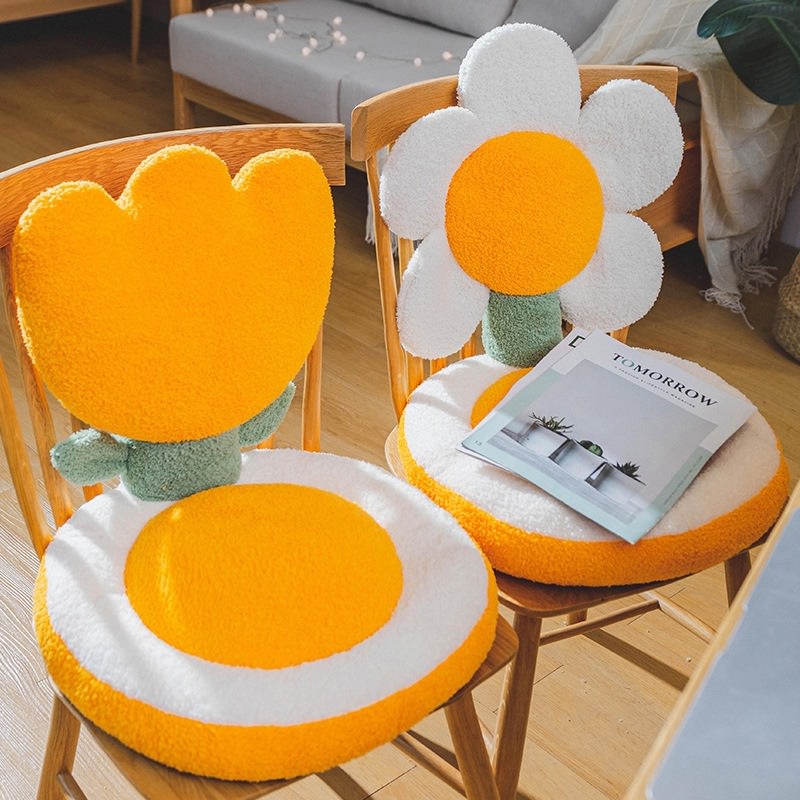 plush terry tulip and daisy flower cute seat cushions chair pads roomtery