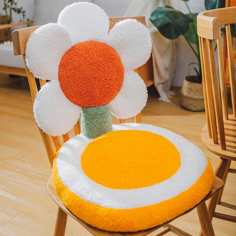 plush terry tulip and daisy flower cute seat cushions chair pads roomtery