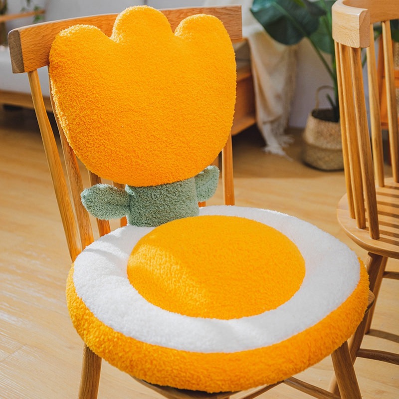 plush terry tulip and daisy flower cute seat cushions chair pads roomtery
