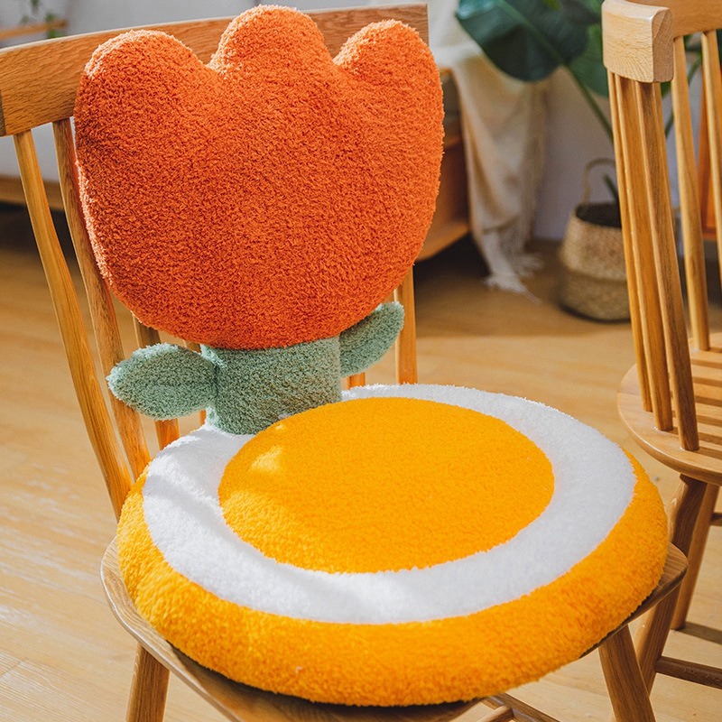 plush terry tulip and daisy flower cute seat cushions chair pads roomtery