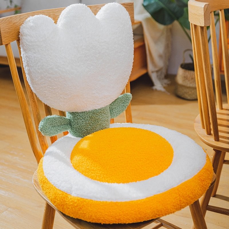 plush terry tulip and daisy flower cute seat cushions chair pads roomtery