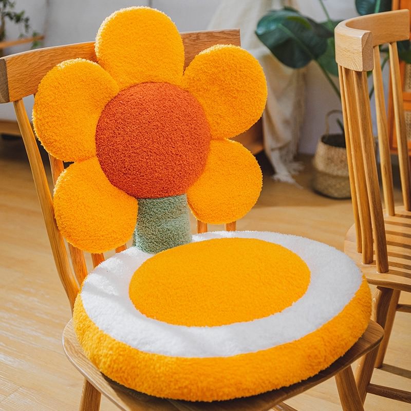 plush terry tulip and daisy flower cute seat cushions chair pads roomtery