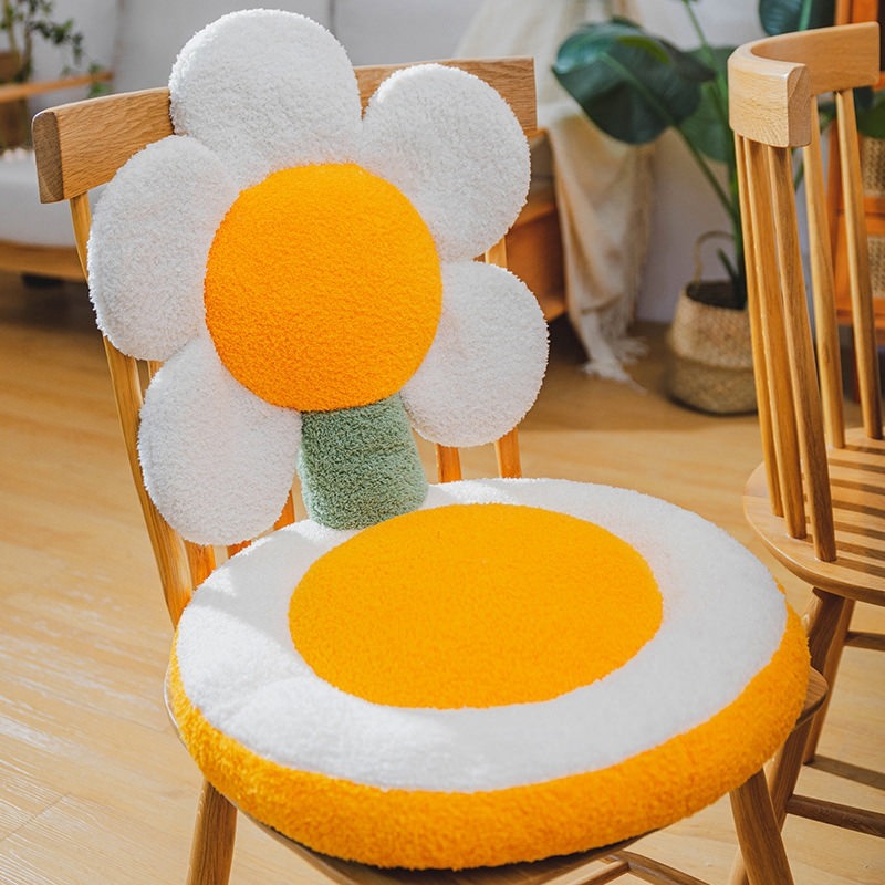 plush terry tulip and daisy flower cute seat cushions chair pads roomtery