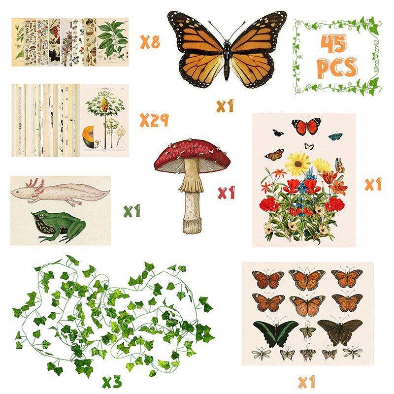 Vintage Botanical Wall Collage Kit