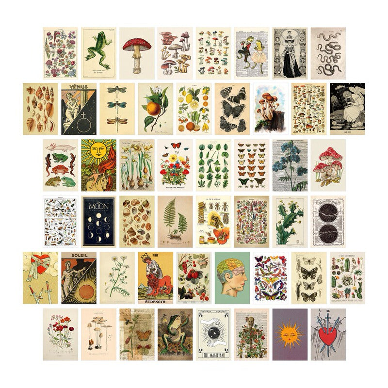 Retro Botanical Wall Collage Cards