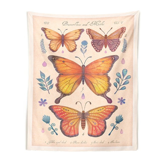 vintage butterflies cottagecore aesthetic wall decor tapestry wall art print roomtery