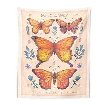 Vintage Butterflies Art Tapestry