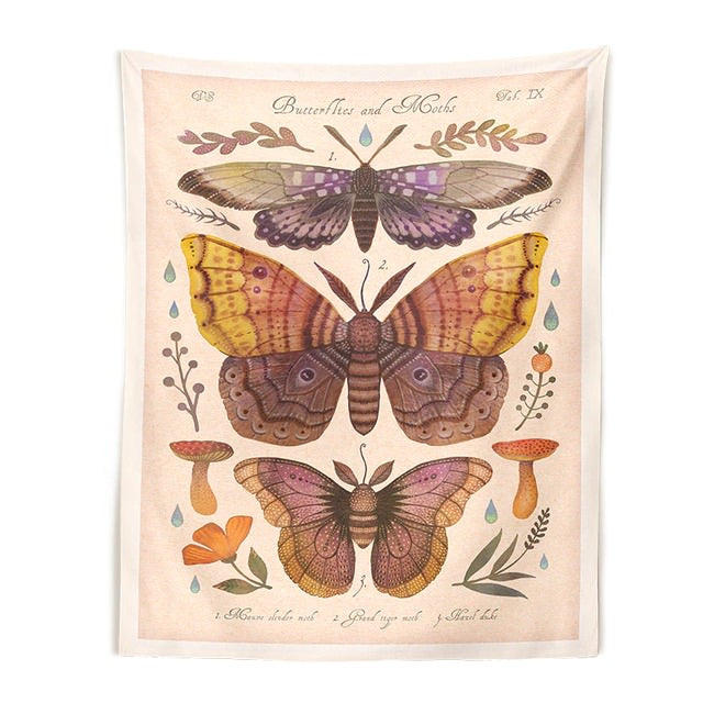 vintage butterflies cottagecore aesthetic wall decor tapestry wall art print roomtery