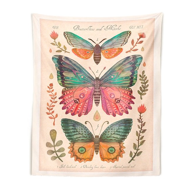 vintage butterflies cottagecore aesthetic wall decor tapestry wall art print roomtery