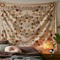 vintage floral botanical motifs mandala moon tapestry roomtery