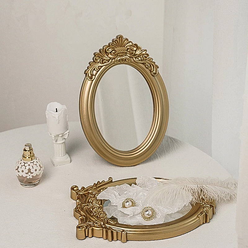 vintage golden openwork art hoe cottagecore aesthetic decor mirror roomtery