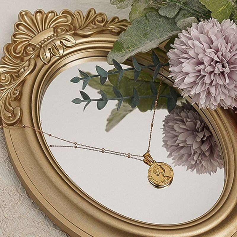 vintage golden openwork art hoe cottagecore aesthetic decor mirror roomtery