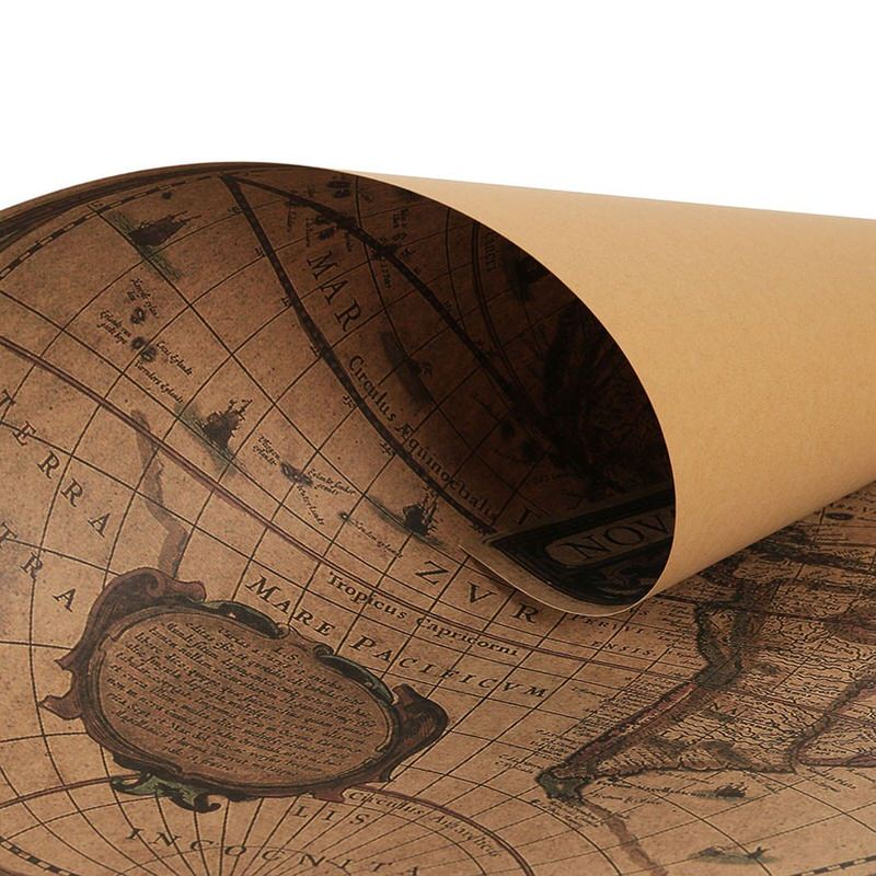 vintage retro world atlas map kraft paper aesthetic poster roomtery