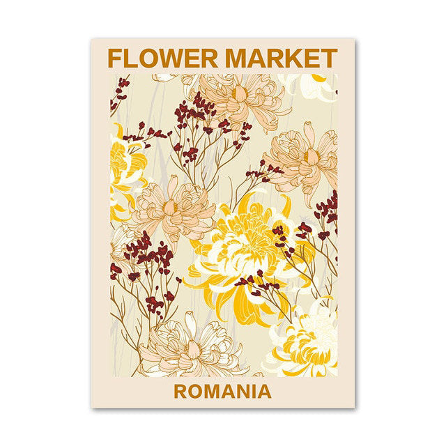 pastel pale vintage floral wall art painting flower market aesthetic canvas posters roomtery