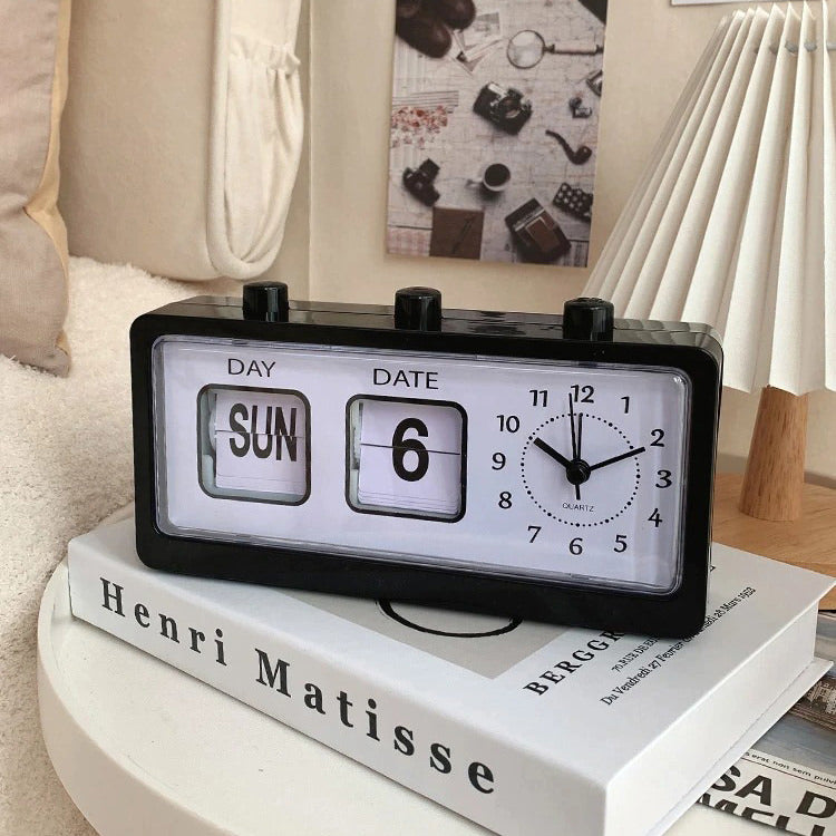 vintage retro style table mechanical flip clock Desktop Digital Clock with Calendar Clock Home Decor Vintage Home Decor roomtery