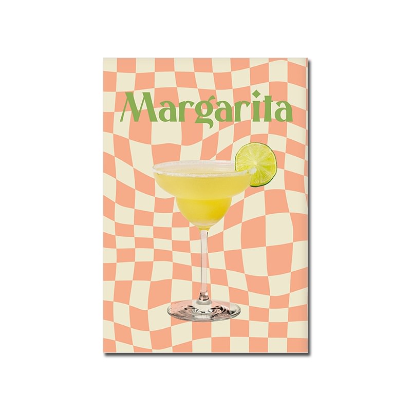 wavy checkered 80s vintage cocktails canvas wall art print aesthetic posters roomtery