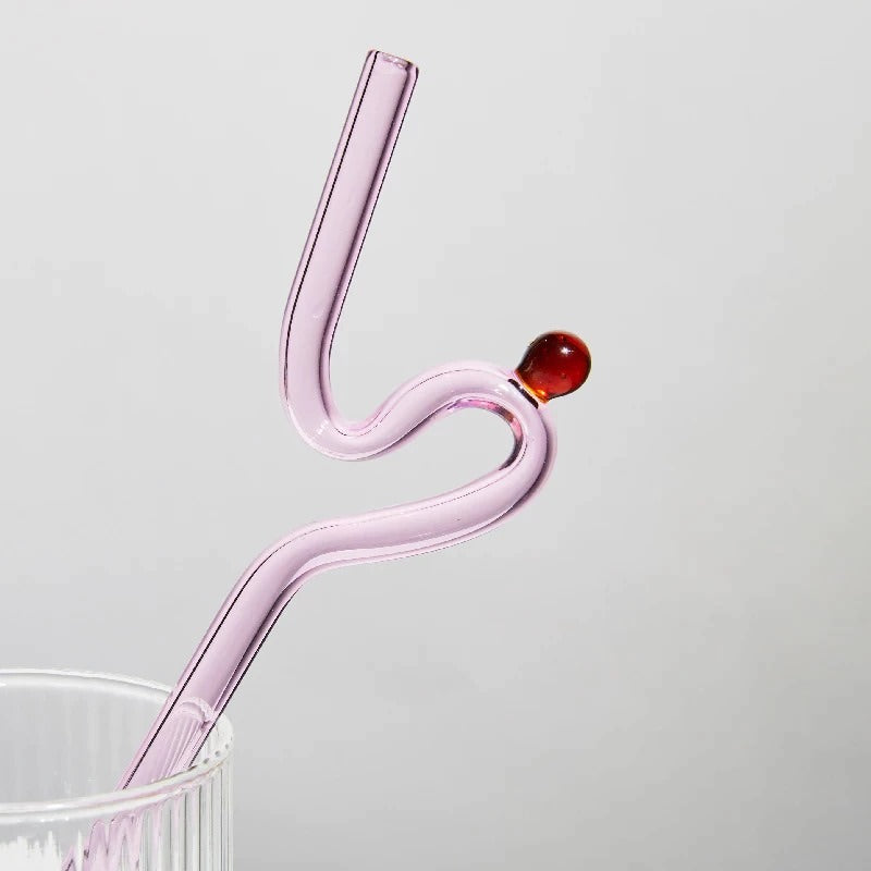 Coffee Cup Accent Glass Straw - Drinking Straws.Glass