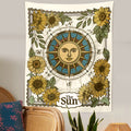 wind rose sun with sunflowers boho aesthetic wall tapestry print roomtery