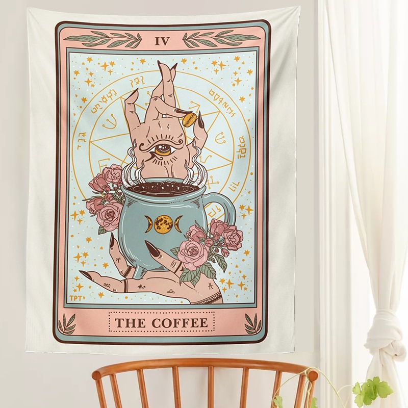 witchy tarot style aesthetic pastel colors wall tapestry hanging art roomtery