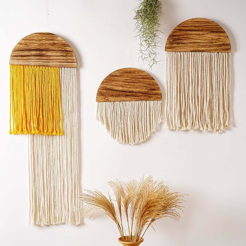 wooden macrame semicircle aesthetic wall hanging decor