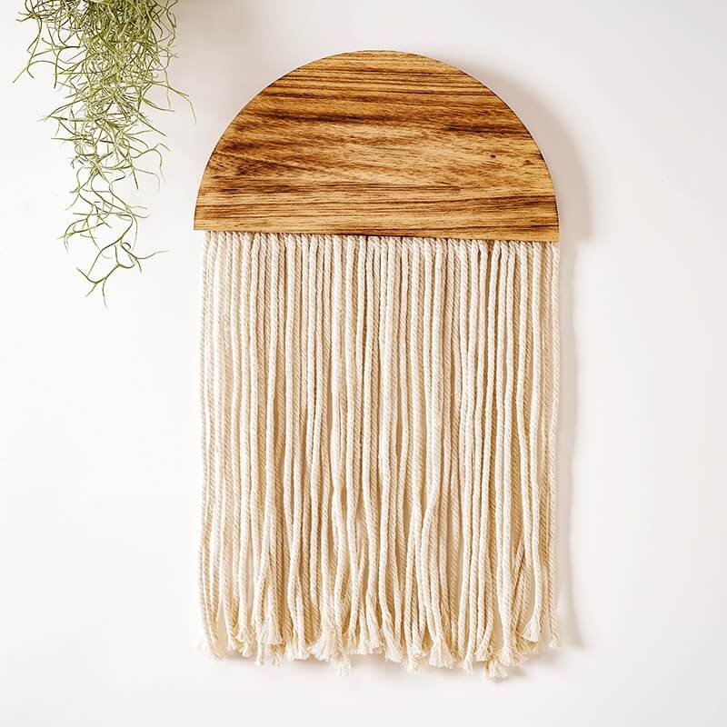 wooden macrame semicircle aesthetic wall hanging decor