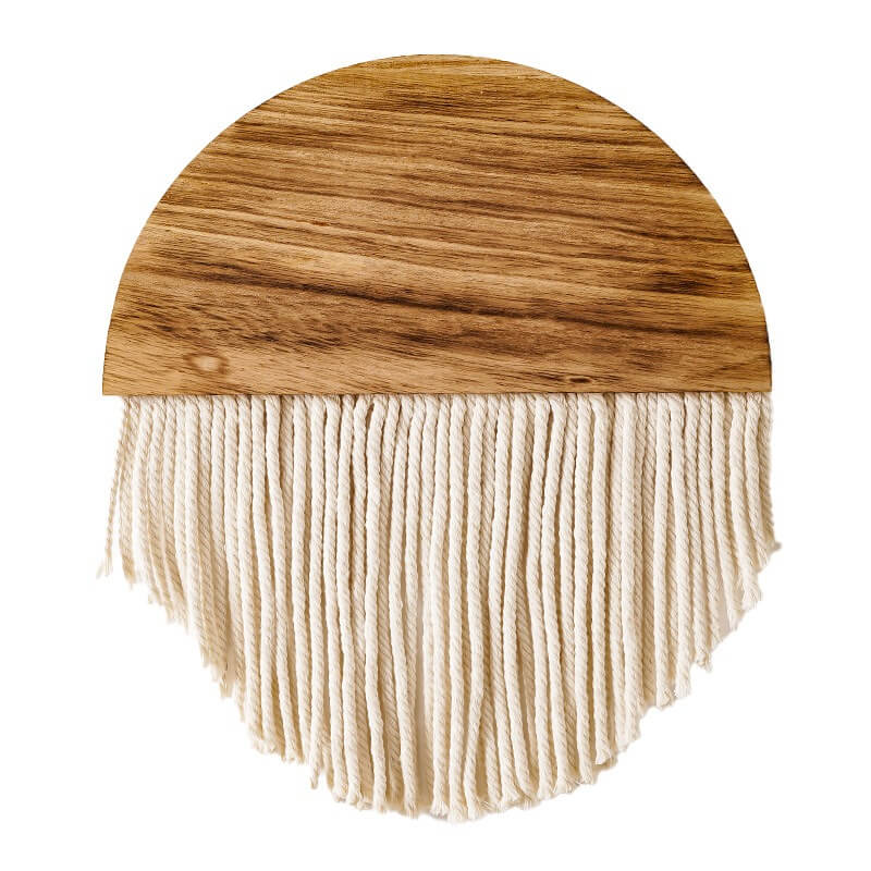 wooden macrame semicircle aesthetic wall hanging decor