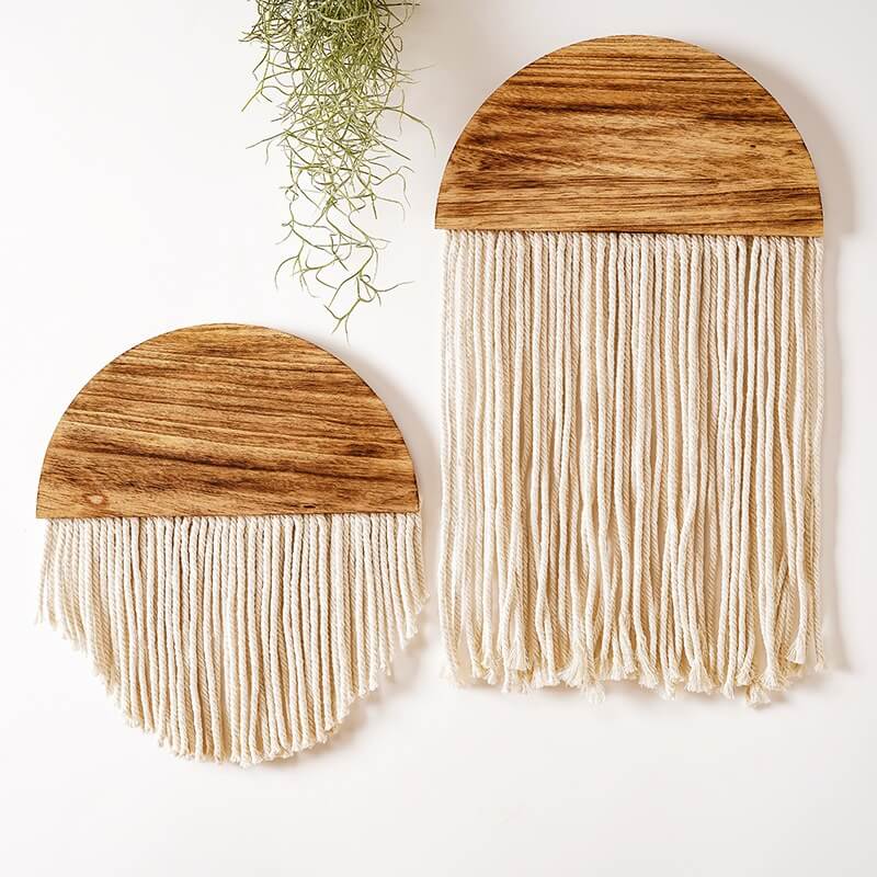 wooden macrame semicircle aesthetic wall hanging decor