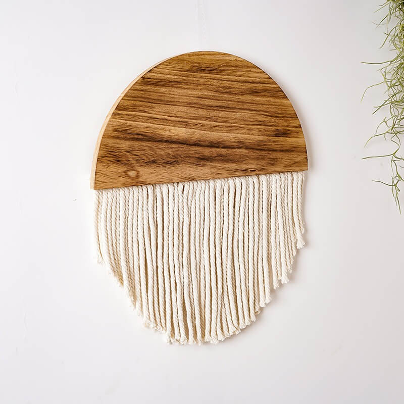 wooden macrame semicircle aesthetic wall hanging decor