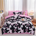 y2k aesthetic bedding black white and pink stars roomtery