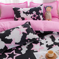 y2k aesthetic bedding black white and pink stars roomtery