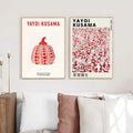 kusama art red black dots gallery wall canvas wall art aesthetic posters roomtery